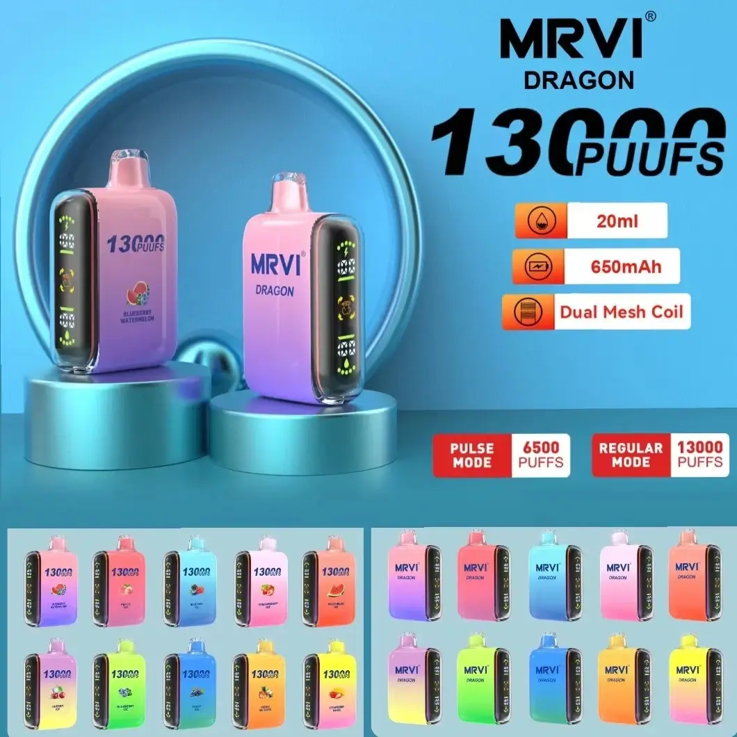 Original MRVI Dragon 13000 Puffs Vape Pen Dual Mesh Coil 20ml E-Liquid Wholesale 拋棄式裝置