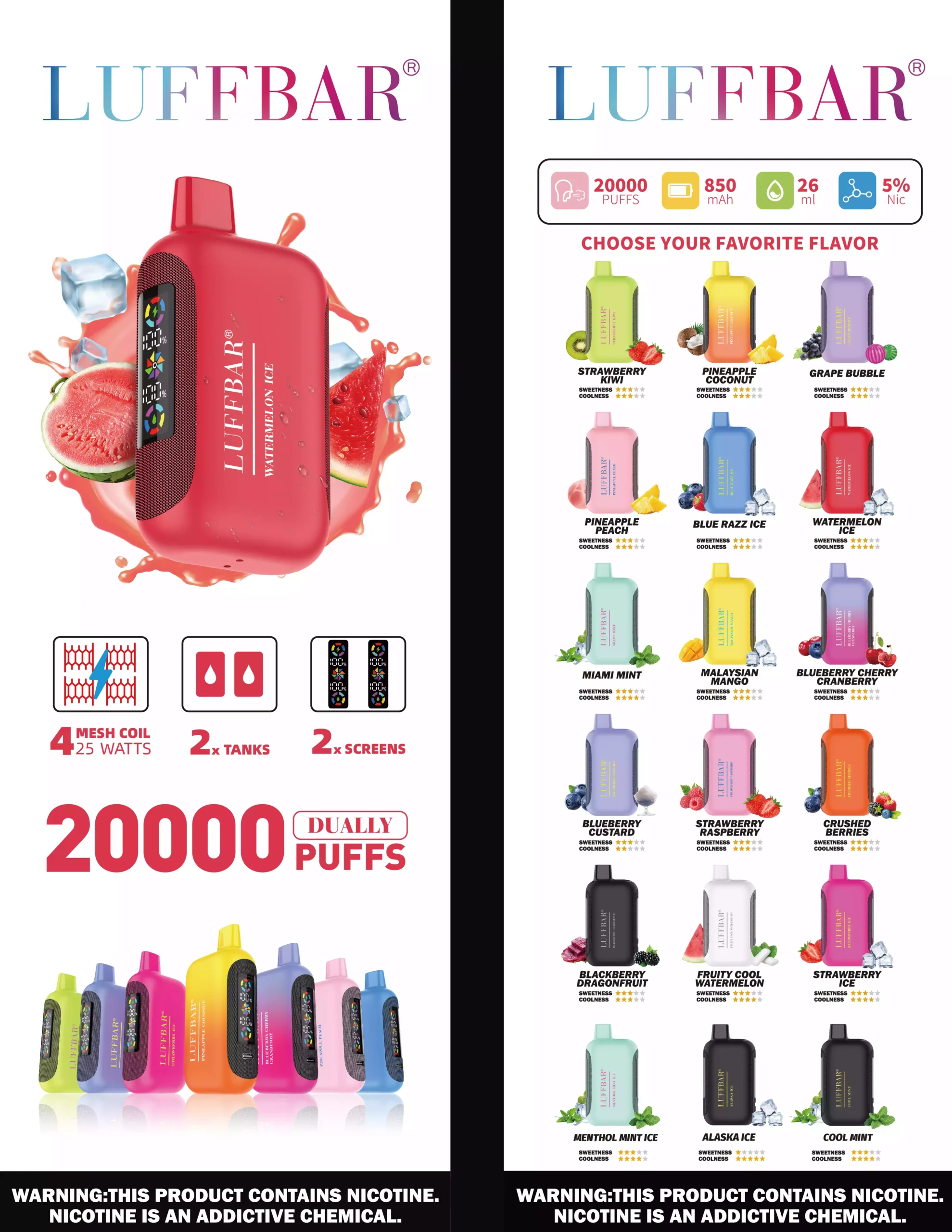 LuffBar Dually 20000 Puffs Wholesale Disposable Vape Rechargeable Buy Bulk 5% Nicotine 850 mAh 18 Flavors 2024 New (1)