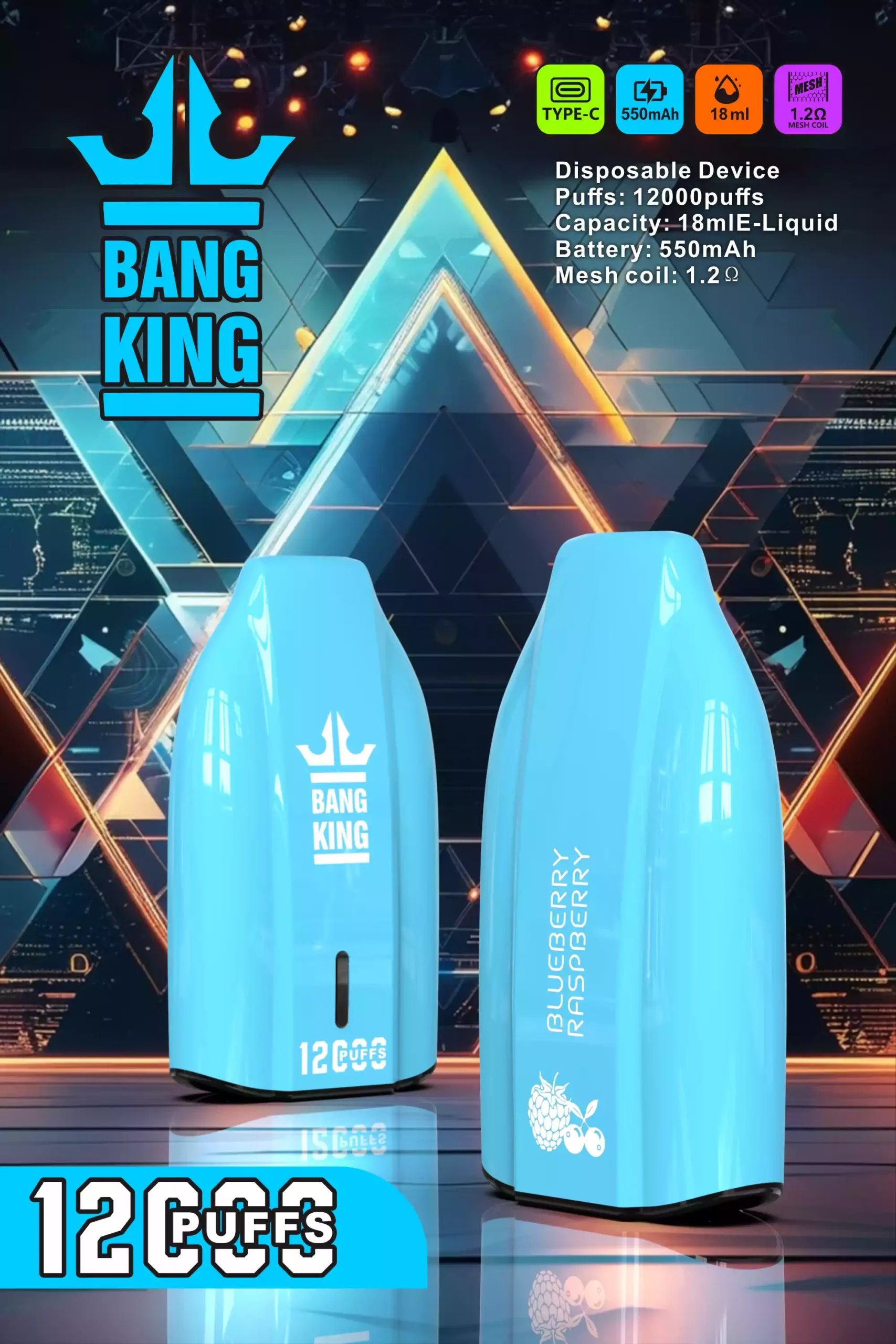 BANG KING 12000 Puffs Powerful 600mAh Battery Wholesale Disposable Vapes Original Factory Bulk Multiple Flavors Nicotine 0% 2% 3% 5% (4)