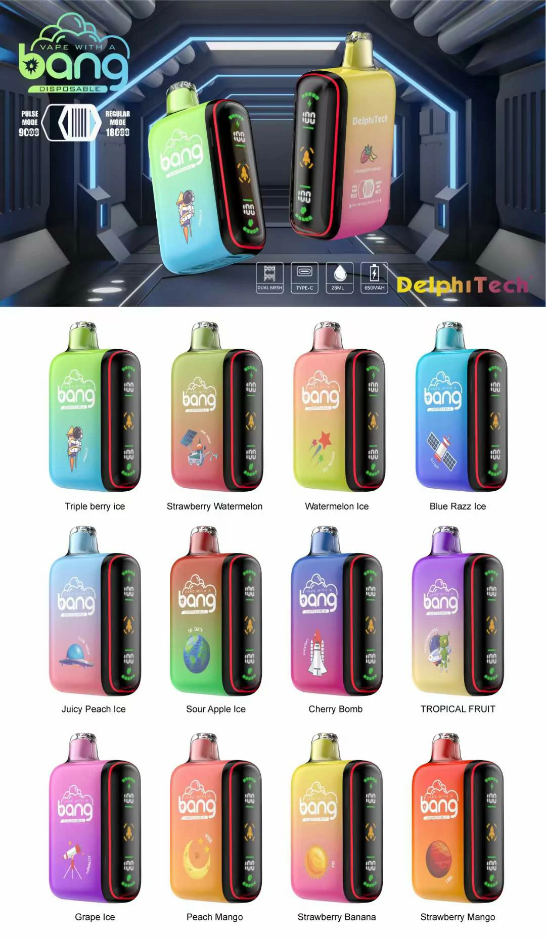 Bang Rocket 18000 Puffs 0% 2% 3% 5% Low Nicotine LED Screen Bulk Buy Rechargeable Disposable Vapes Pen Wholesale