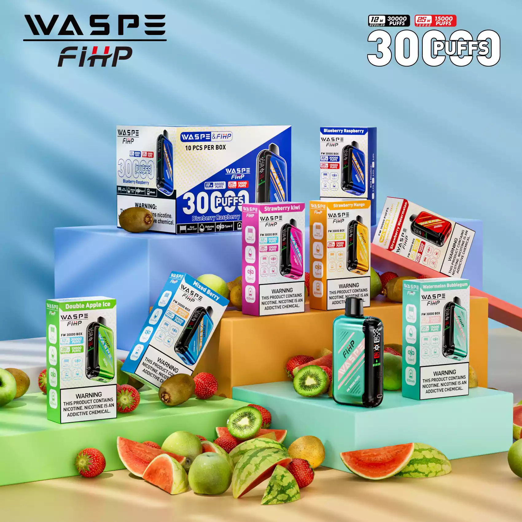 Quality WASPE FW-30000 Puffs Disposable Vape 0% 2% 5% Nicotine Adjustable Airflow for Bulk Purchase from Source Manufacturer